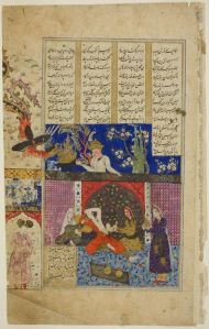 La naissance de Rustam, copie du manuscrit  Shahnama de Firdausi,  gouache et or sur papier, (35, 6 x 22, 8 cm), 1620, Art Institut of Chicago, "www.artic.edu".